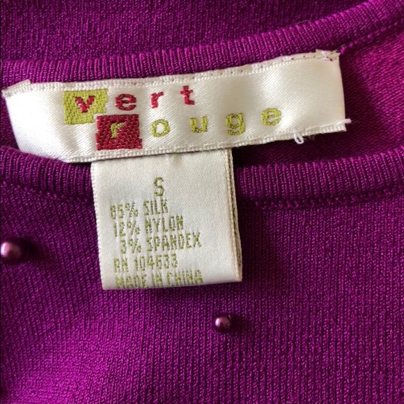 NWOT Silk Pearl Exquisite vert rouge stretch Top - Picture 6 of 6